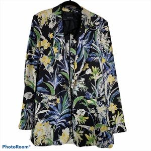 Zara Basic Flowing Printed Floral Blazer Sz Small